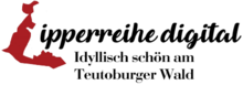 Logo vonLipperreihe.digital mit ergänzender Schriftzug: Idyllisch schön am Teutoburger Wald. Das L von Lipperreihe in rot stellt die geofrafische Form des Kreises Lippe dar.ppe 