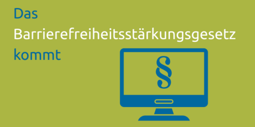 Illustration eines PC-Bildschirm auf dem Barrierefreiheitsstärkungsgesetz steht