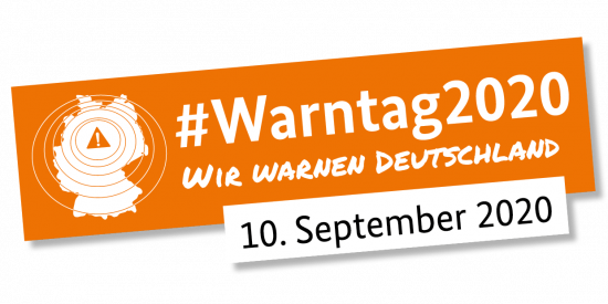 Schriftzug #Warntag2020 Wir warnen Deutschland 10.09.2020
