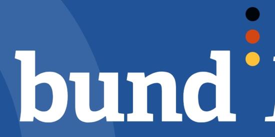 BundID-Logo mit blauem Hintergrund und dem Schriftzug BundID+ein Schloßsymbol