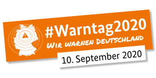 Schriftzug #Warntag2020 Wir warnen Deutschland 10.09.2020
