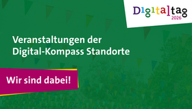 Infobild zum Digitaltag. Titel: Digitaltag 2026. Veranstaltungen der Digital-Kompass Standorte. Wir sind dabei.