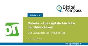 Titelblatt der Anleitung 16 "Onleihe – Die digitale Ausleihe der Bibliotheken"