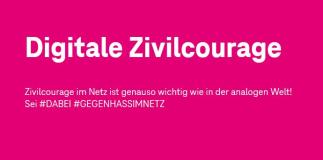Weißer Schriftzug "Digitale Zivilcourage" mit Hintergrundfarbe