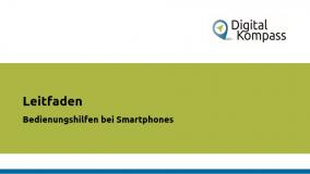 Deckblatt des Leitfadens "Bedienhilfen bei Smartphones"