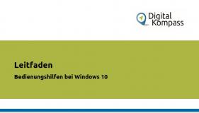 Deckblatt des Leitfadens "Bedienhilfen bei Windows 10"