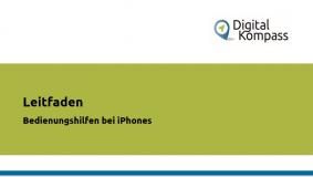 Deckblatt des Leitfadens "Bedienungshilfen bei iPhones"