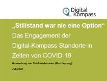 Titelblatt der Auswertung über das Engagement der Digital-Kompass Standorte in Zeiten von Covid-19