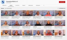 Ansicht auf den YouTubeKanal mit den Startbildern von 18 Videos des Podcasts: Zu sehen ist jeweisls eine ältere Dame mit Brustbild