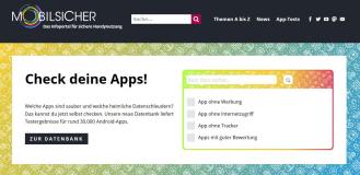 Bildschirmaufnahme der Startseite von mobilsicher.de