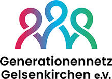 Logo des Generationennetz Gelsenkirchen e. V. Drei bunte Konturen, die Personen darstellen sollen.