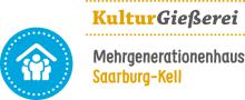 Logo des Mehrgenerationenhauses Saarburg-Kell mit gelb-schwarzem Schriftzug und einem Symbol, was drei Personen unter einem Dach zeigt