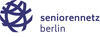 Logo des Seniorennetzes Berlin. Eine Art Weltkugel aus Gittern. Rechts daneben