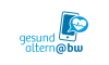 Logo gesundaltern@bw, Grafik mit Handy, Sprechblase, Herz