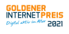Abgebildet ist das Logo des Goldenen Internetpreis 2021. 