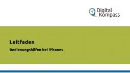 Deckblatt des Leitfadens "Bedienungshilfen bei iPhones"