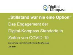 Titelblatt der Auswertung über das Engagement der Digital-Kompass Standorte in Zeiten von Covid-19
