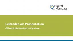 Deckblatt der Präsentation "Öffentlichkeitsarbeit in Vereinen - Tipps für eine effiziente Kommunikation"
