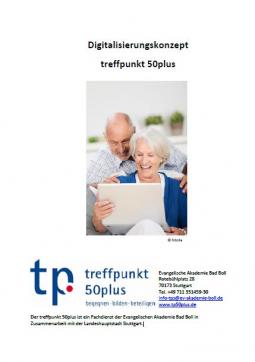 Titelblatt des Digitalisierungskonzepts mit Foto: Ein älteres Paar vor dem Laptop
