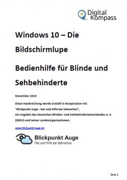 Titelbild des Leitfadens "Die Bildschirmlupe als Bedienhilfe für Blinde und Sehbehinderte"