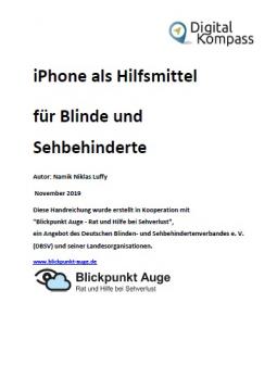 Titelbild des Leitfadens "iPhone als Hilfsmittel für Blinde und Sehbehinderte"