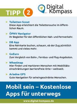 Die Seite mit dem Tipp 2: Mobil sein - Kostenlose Apps für unterwegs