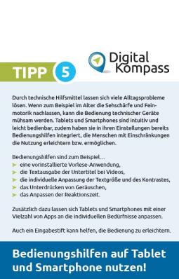 Die Seite mit dem Tipp 5: Bedienungshilfen auf Tablet und Smartphone nutzen!