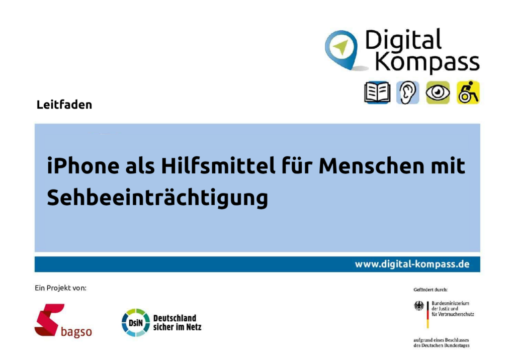 Cover Leitfaden iPhone als Hilfsmittel für Menschen mit Sehbeeinträchtigung