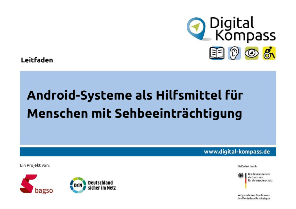 Titelbild des Leitfadens "Android-Systeme als Hilfsmittel für Menschen mit Sehbeeinträchtigung"